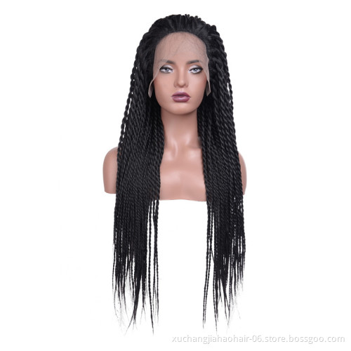 New long black Handmade Butterfly Locs FULL lace front Braided wigs box braided lace wig synthetic hair wigs